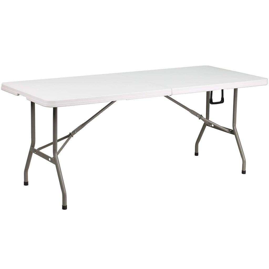 6-Foot Bi-Fold Granite White Plastic Folding Table L1879