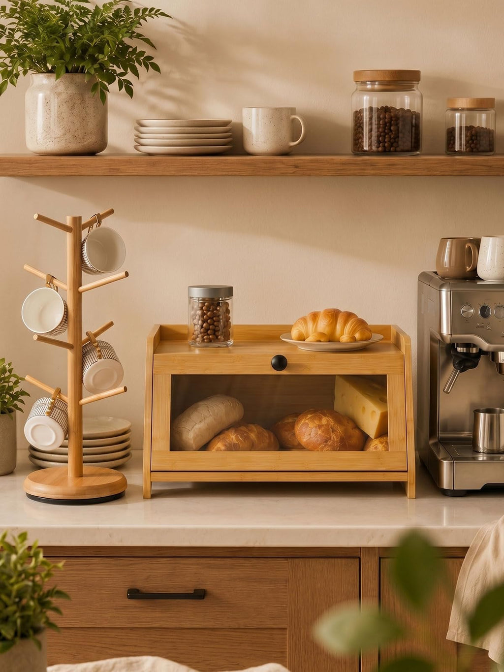 Bread Box with Top Shelf, 1 Tier T323
