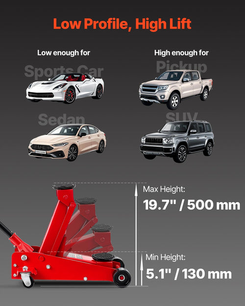3 Ton Low Profile Steel Hydraulic Floor Jack W5316