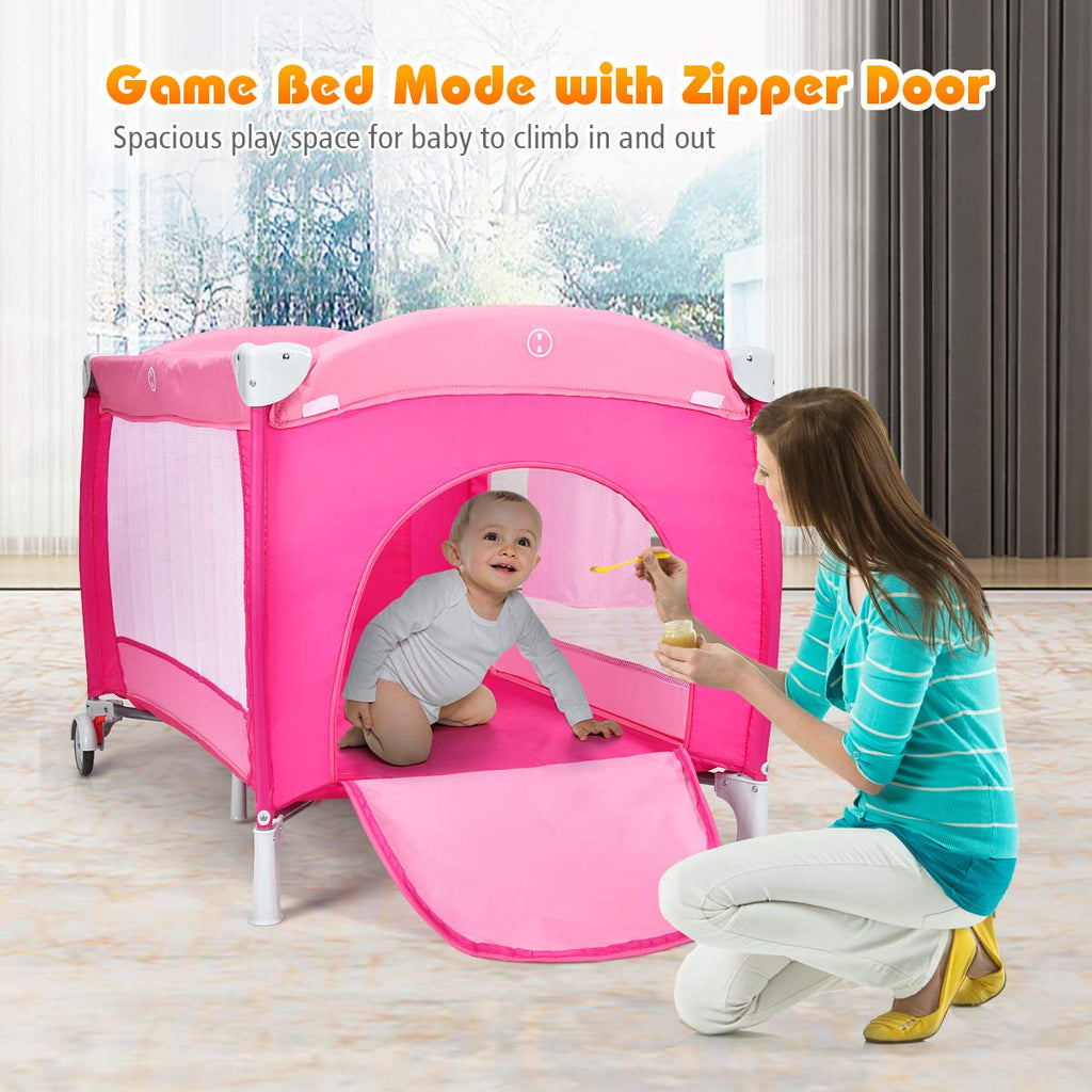 4 in 1 Pink Pack and Play with Bassinet M1842