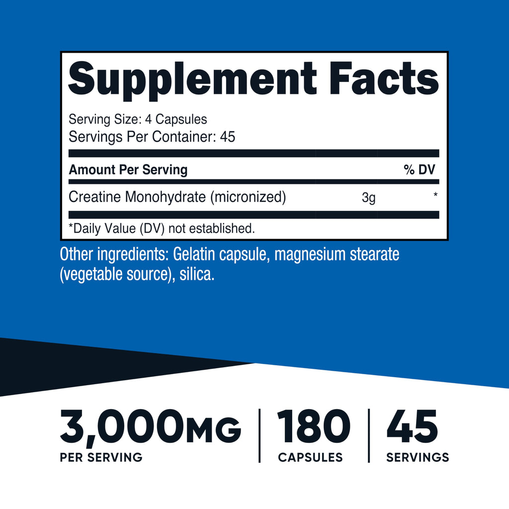 Creatine Monohydrate 3,000mg 180 Capsules B226