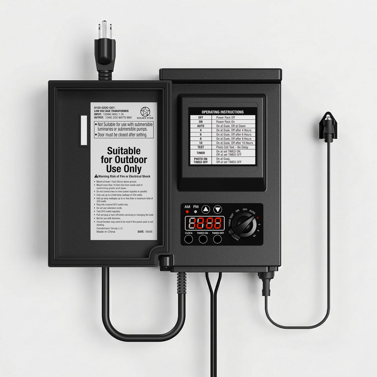 200W Low Voltage Transformer with Sensor and Weather Shield I7368
