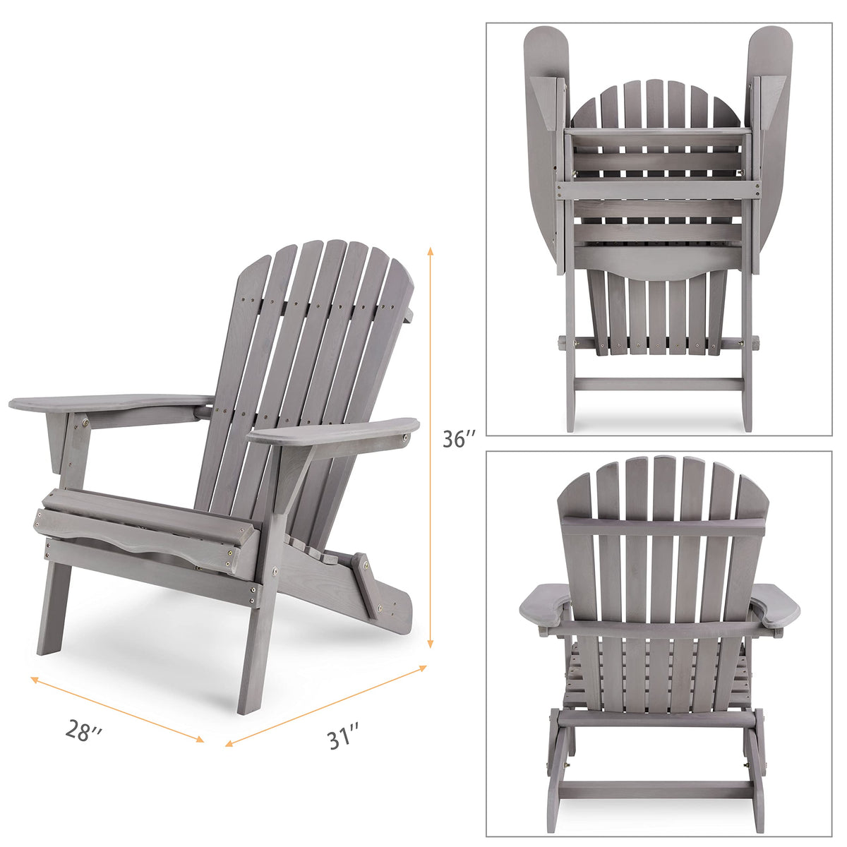 Solid Cedar Wood Adirondack Chairs Set of 2 B22519