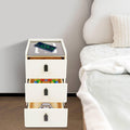 White Smart Nightstand with Wireless Charging Station & Adjustable LED Lights, 3 Drawers K25935