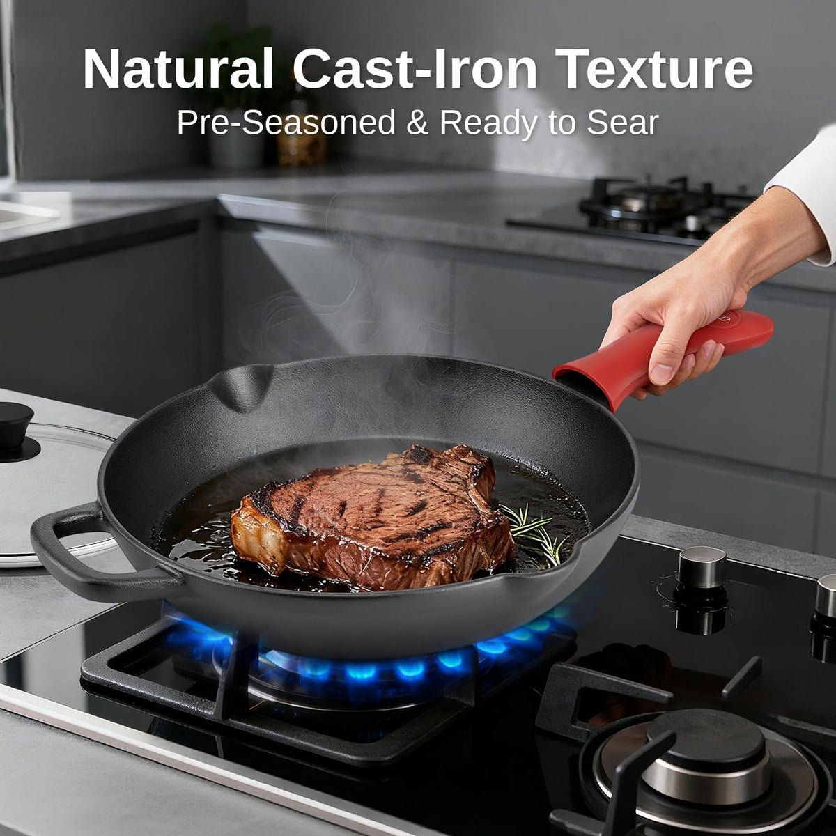 10 Inch Pre-Seasoned Cast Iron Skillet with Lid Z447