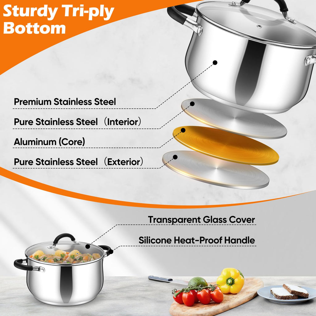 6 Quart Stainless Steel Stock Pot E498