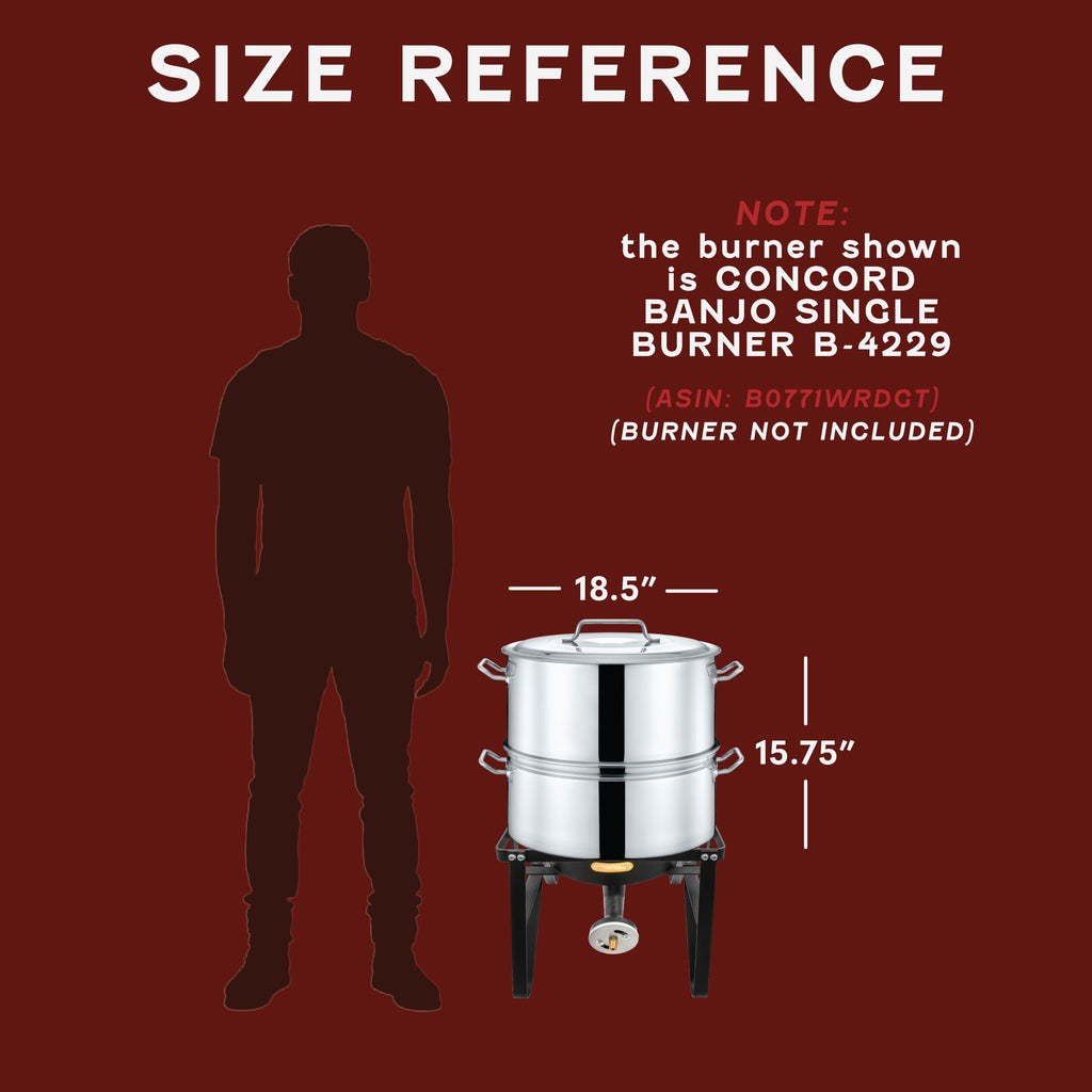 Extra Large Stainless Steel Stock Pot Steamer and Braiser Combo 40 QT Q93066