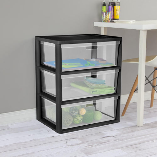 3 Drawer Clear Plastic Storage Cart B251
