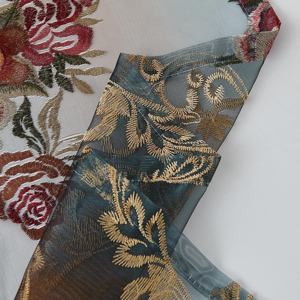 Embroidered Sheer Curtains with Floral Patterns 100"W x 84"L C799862