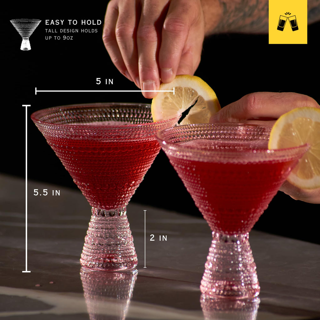 Pink & Clear 9oz Set of 6 Martini Glasses R41213