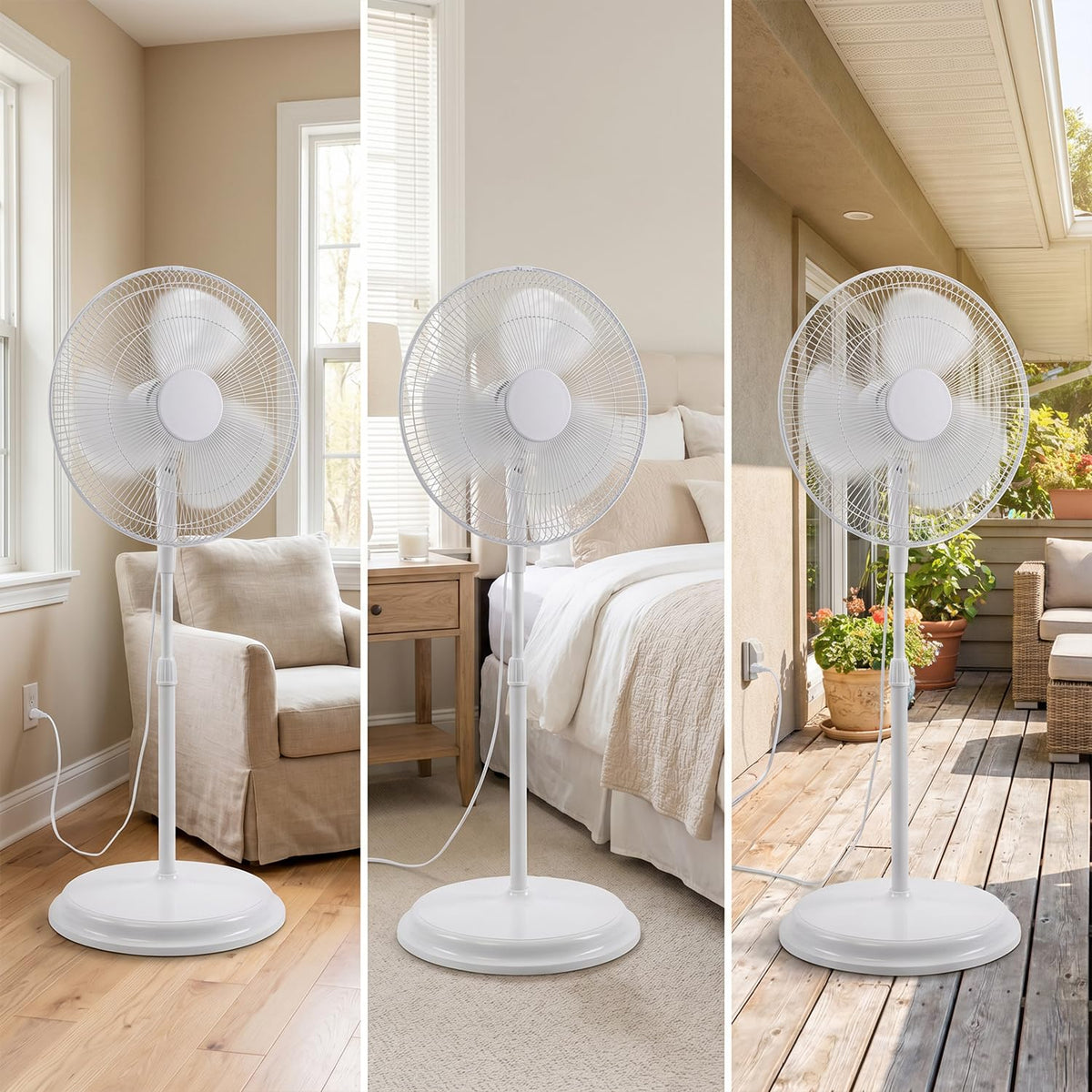 16" Oscillating Standing Pedestal Fan with Adjustable Height V176