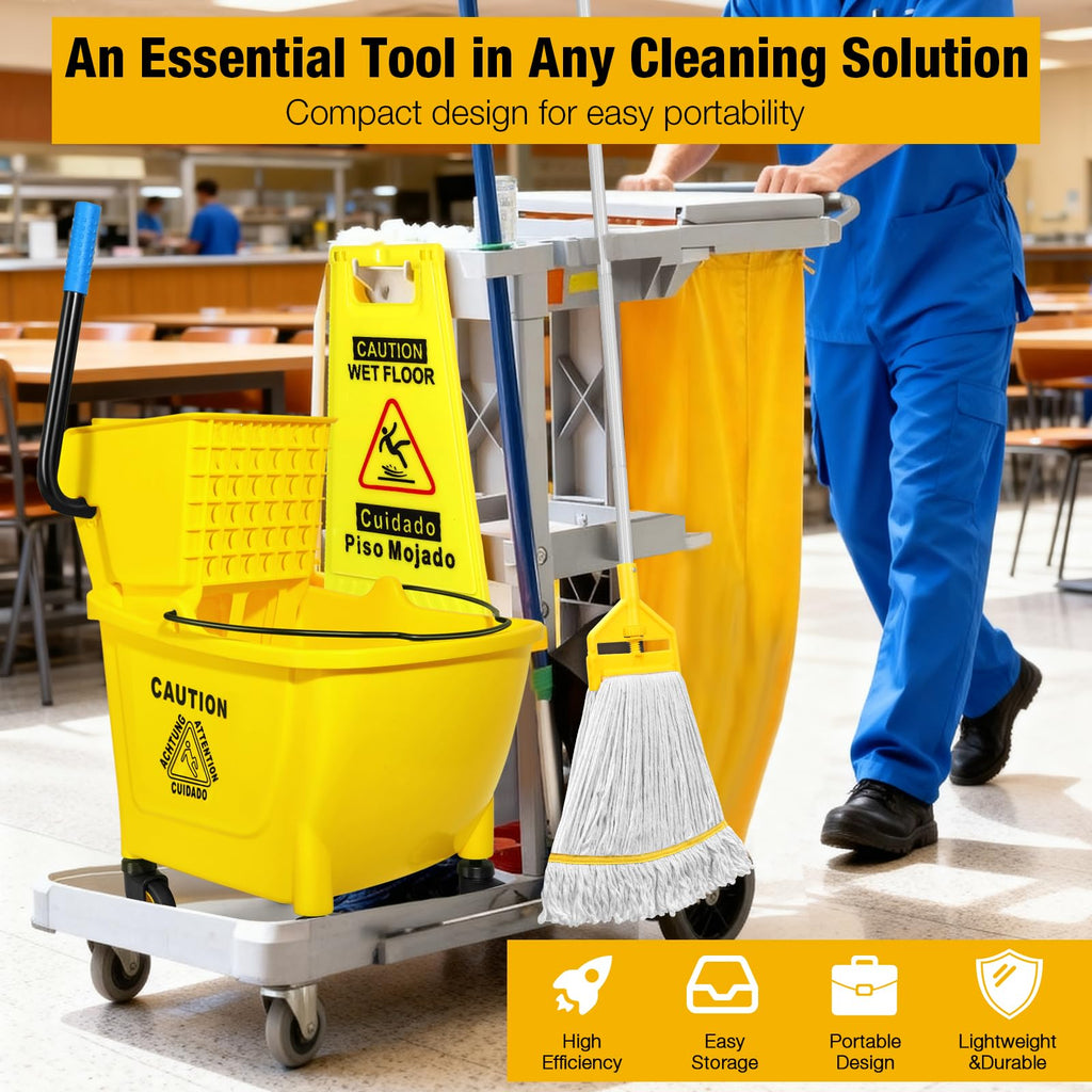 Yellow 35Qt Mop Bucket with Side Press Wringer on Wheels L41870