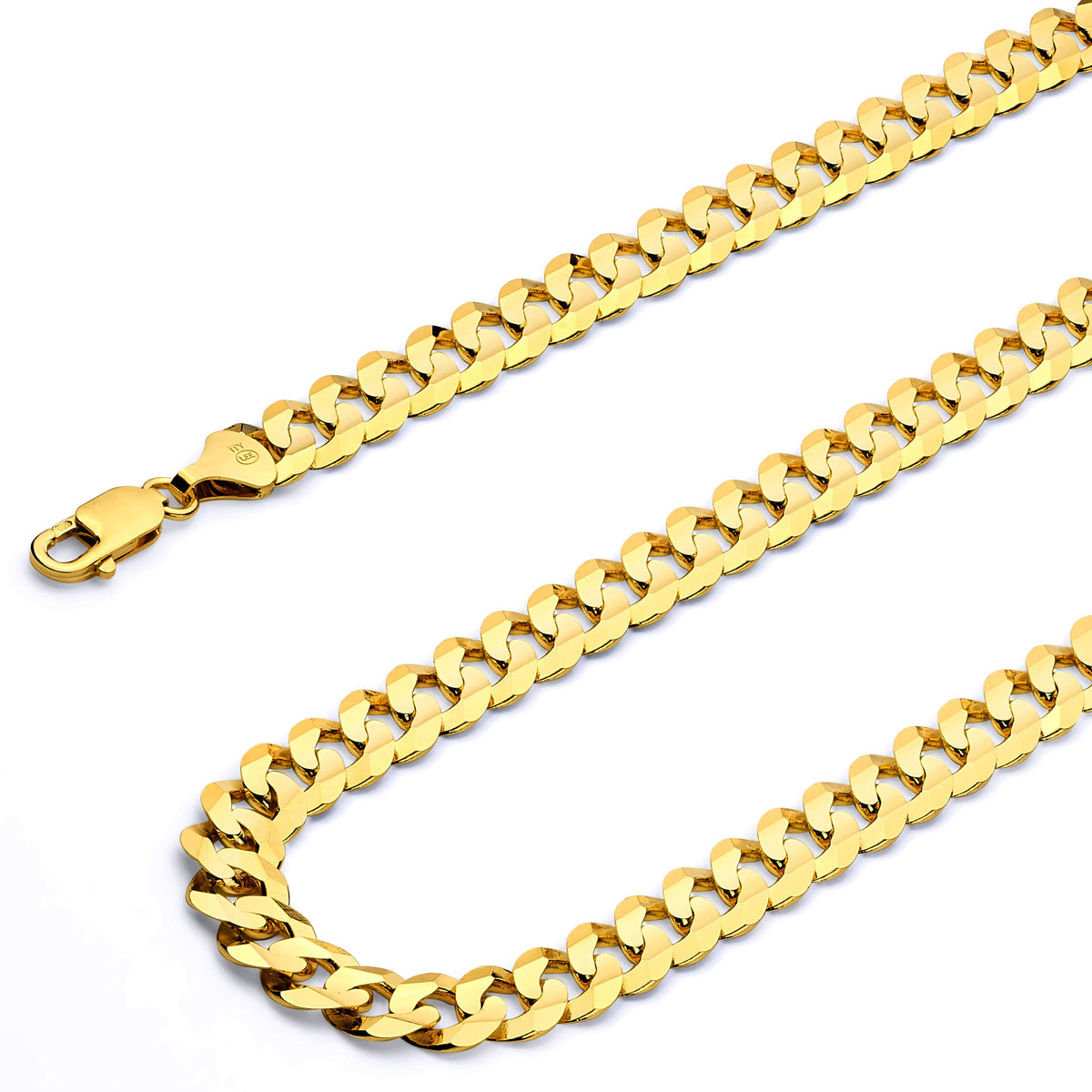 14k Yellow White Two Tone Gold Cuban Concave Curb Chain Necklace Bracelet K698