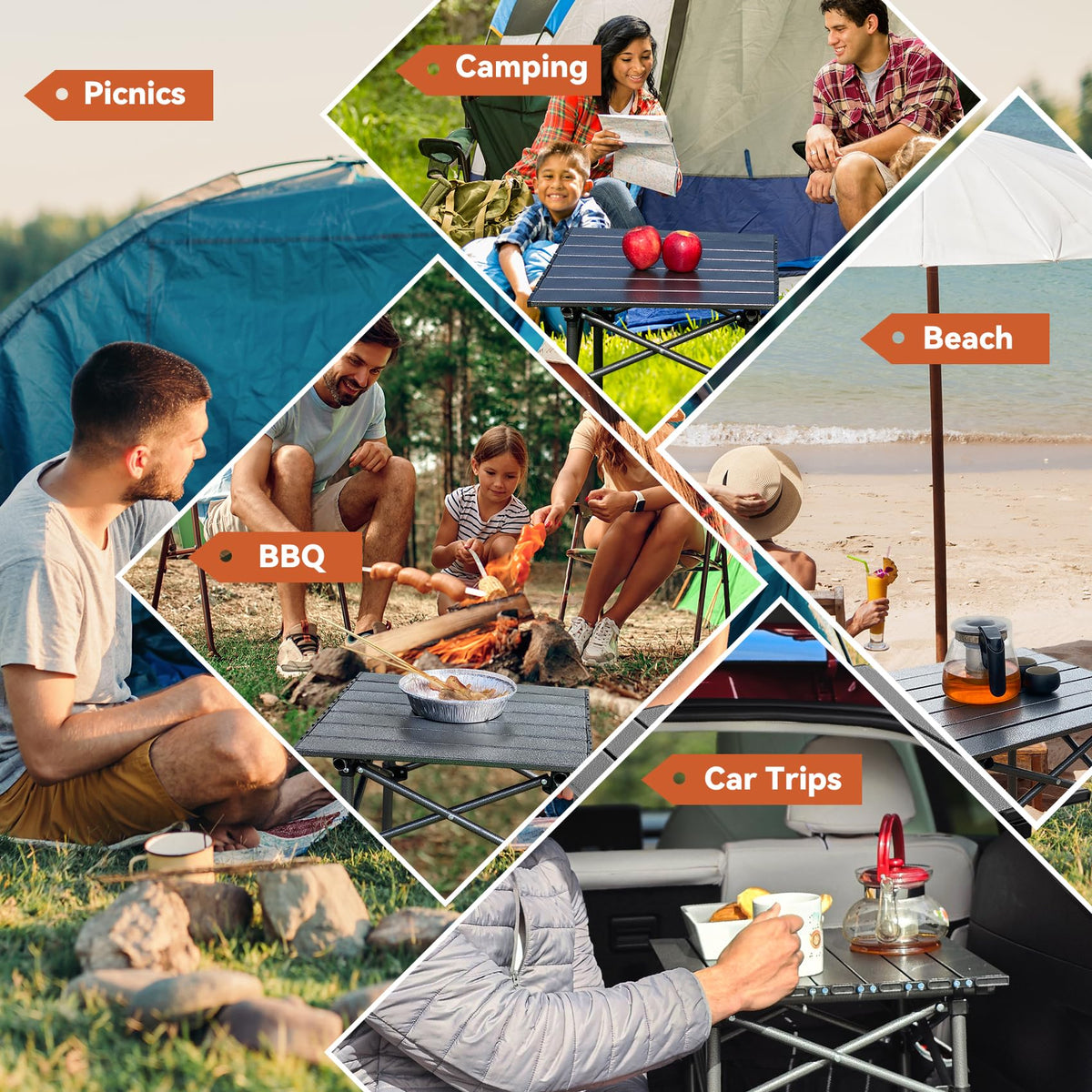 Portable Folding Aluminum Camping Table with Carry Bag S926