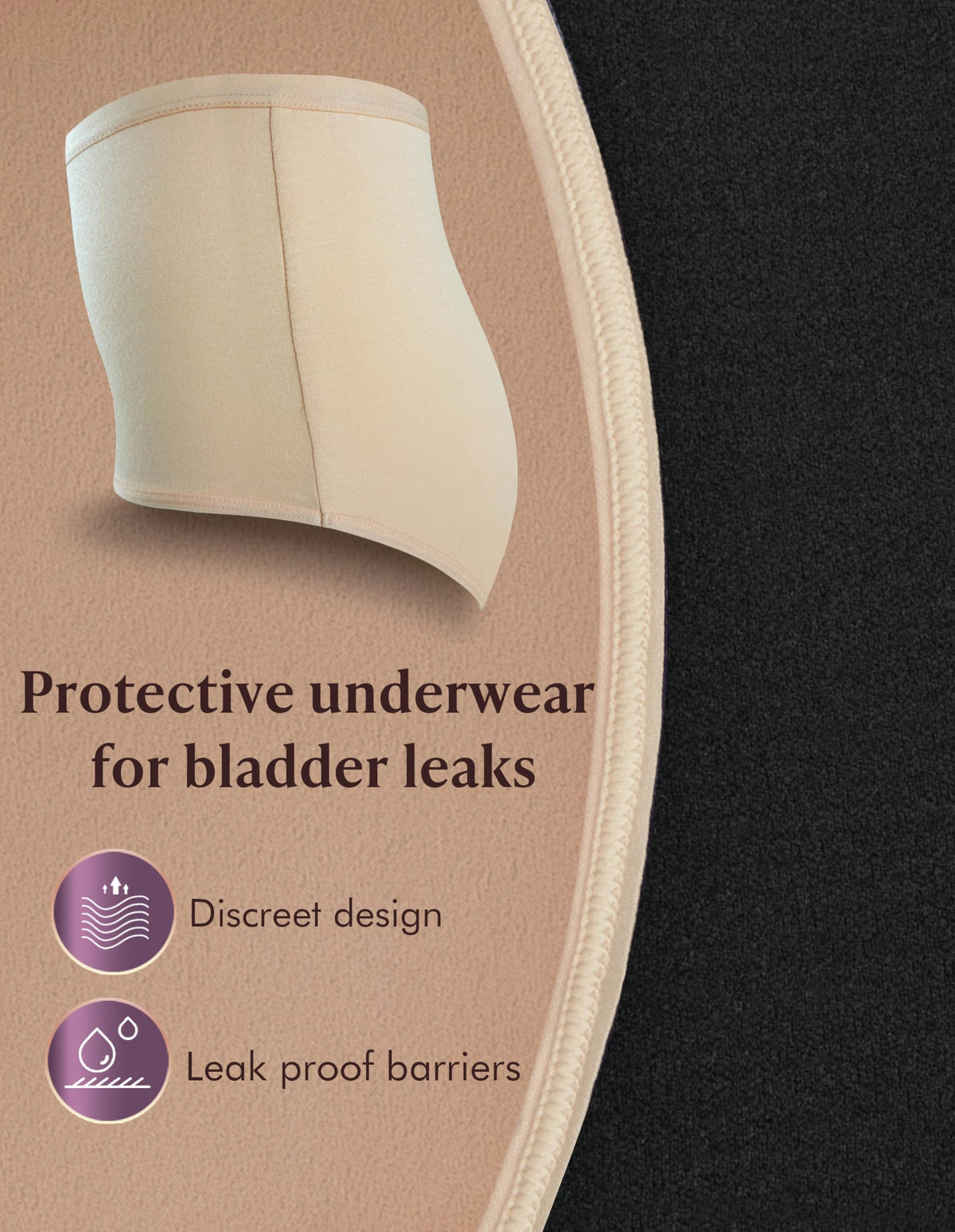 Washable Absorbency Urinary Incontinence Underwear for Women High Waist Leak Proof Panties 60ML, 3 Pack Beige White V355