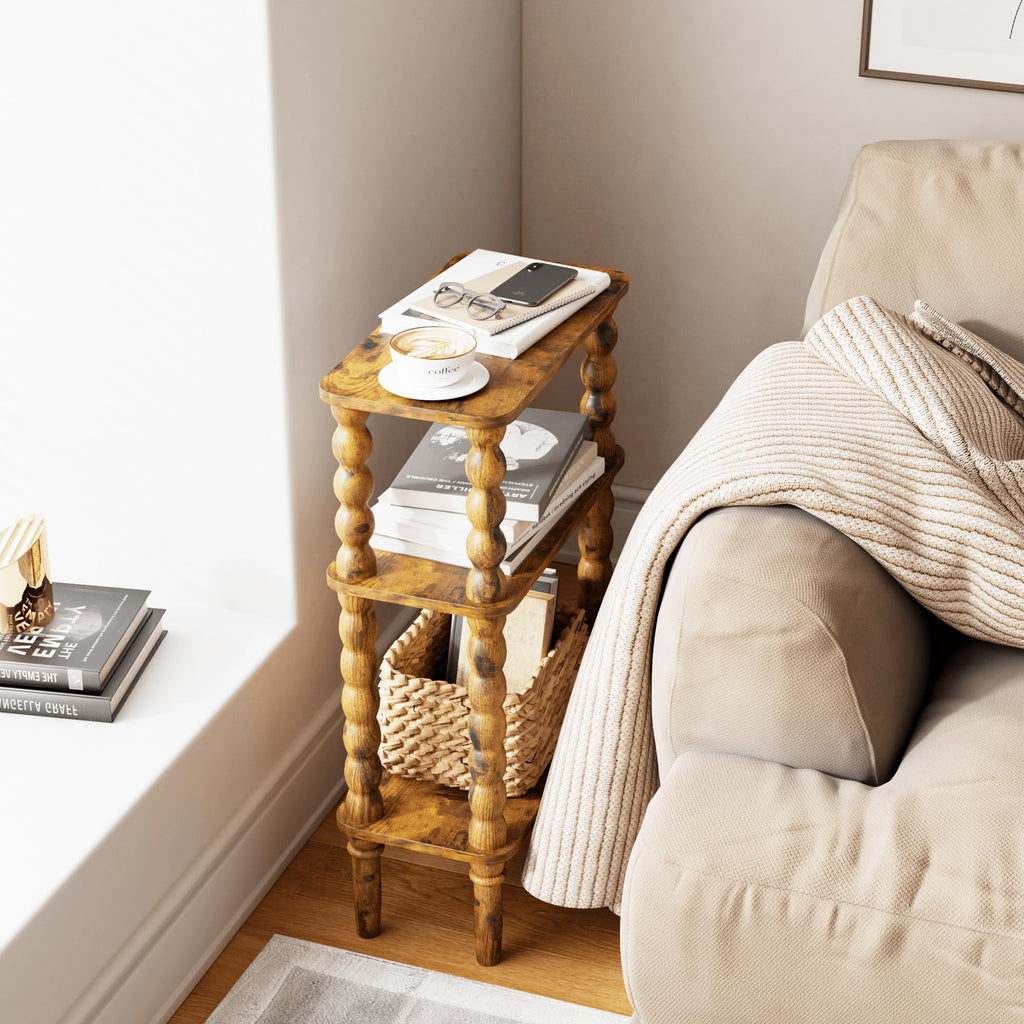 Side Table with Storage Shelf, 3-Tier Small Coffee Table J62838