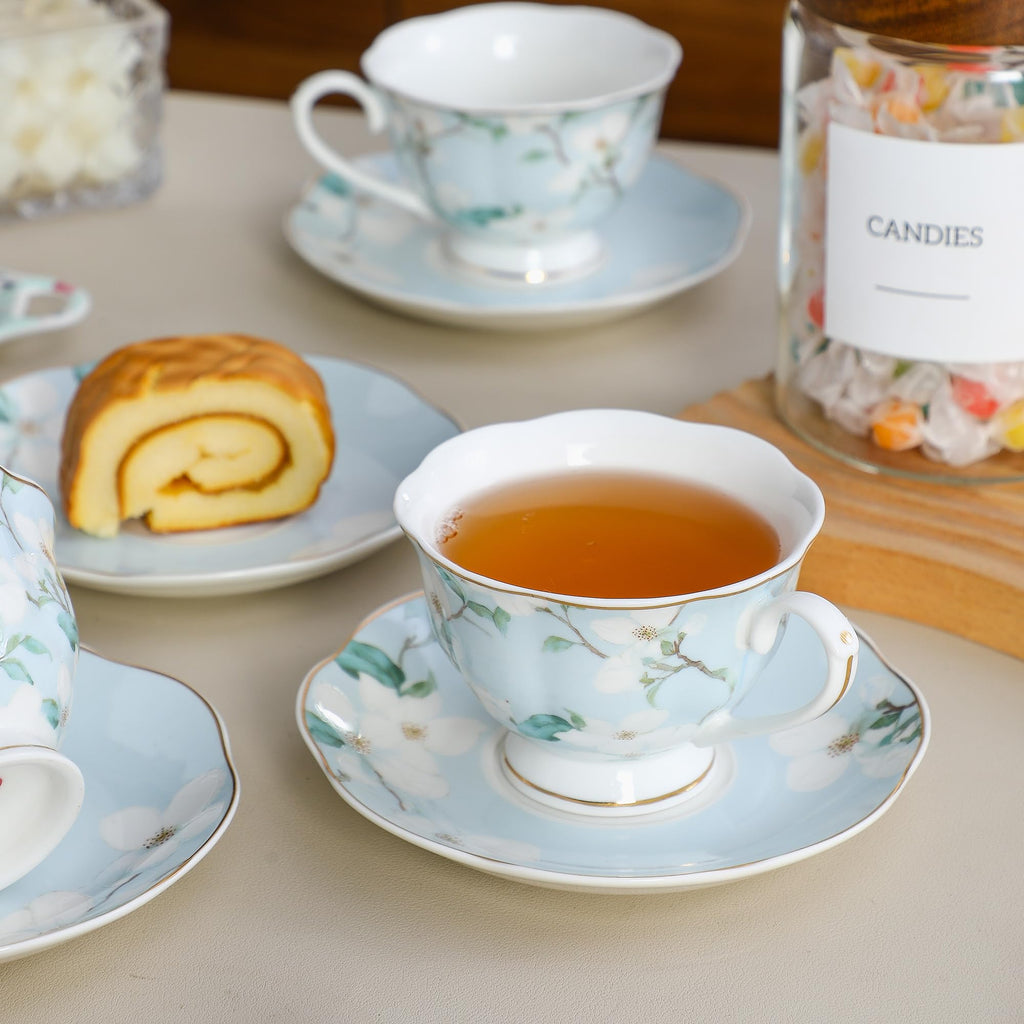 6oz Porcelain Tea Cup & Saucer Set of 6 L489152