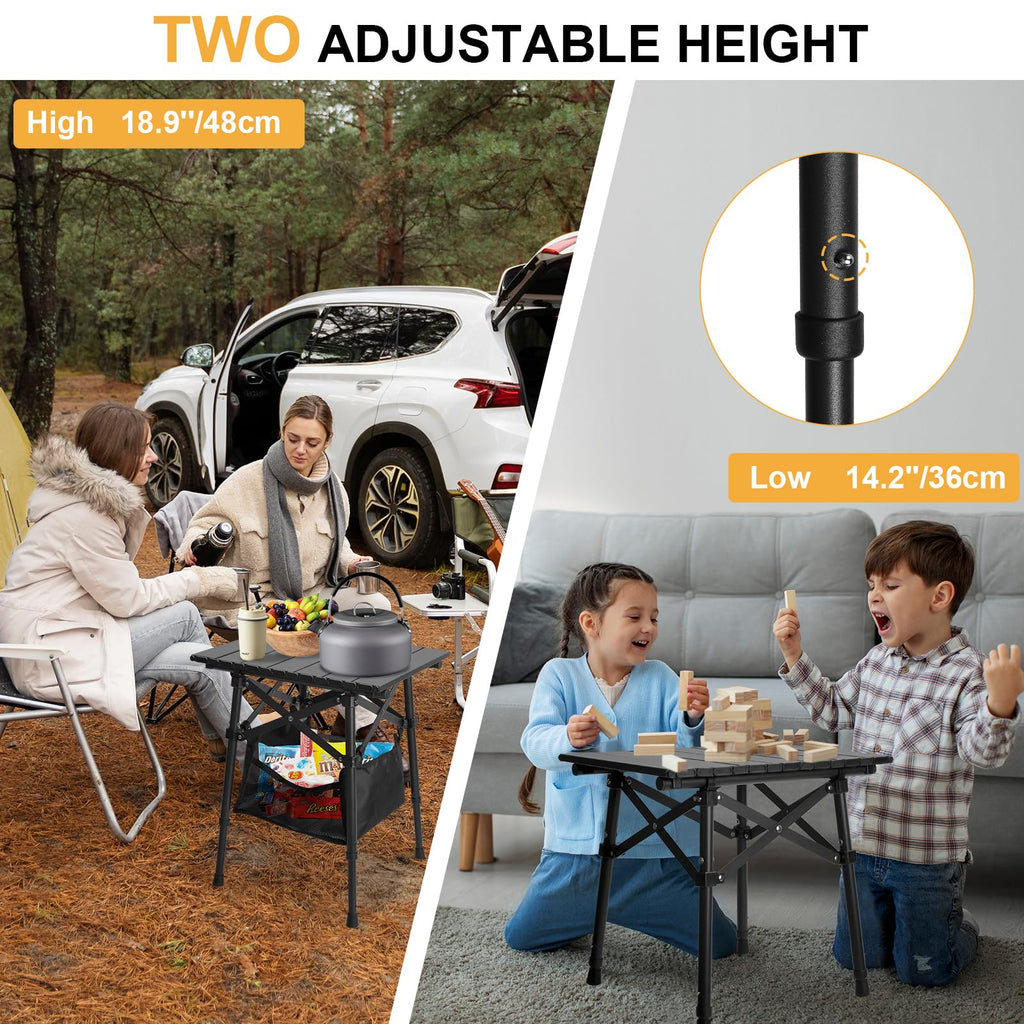Folding Camping Side Table, Adjustable Height C90178
