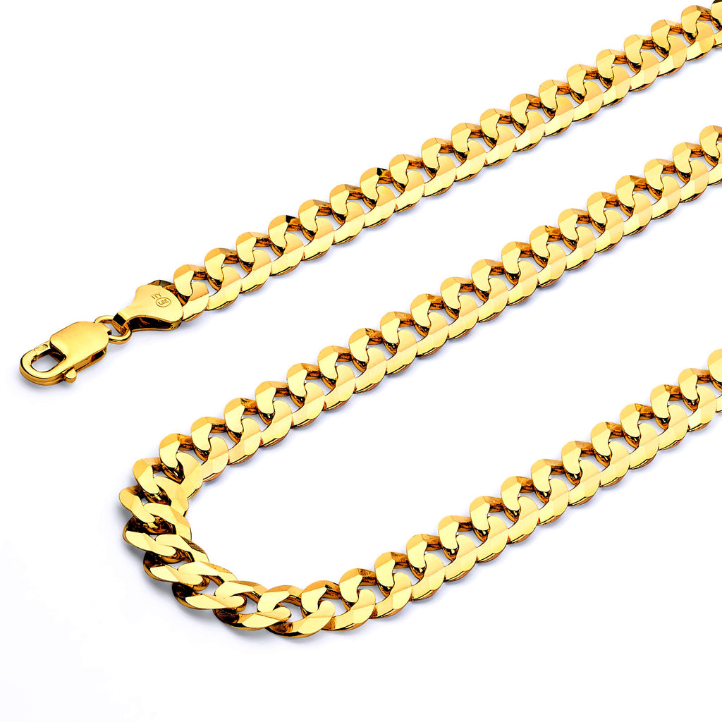 14k Yellow White Two Tone Gold Cuban Concave Curb Chain Necklace Bracelet K698