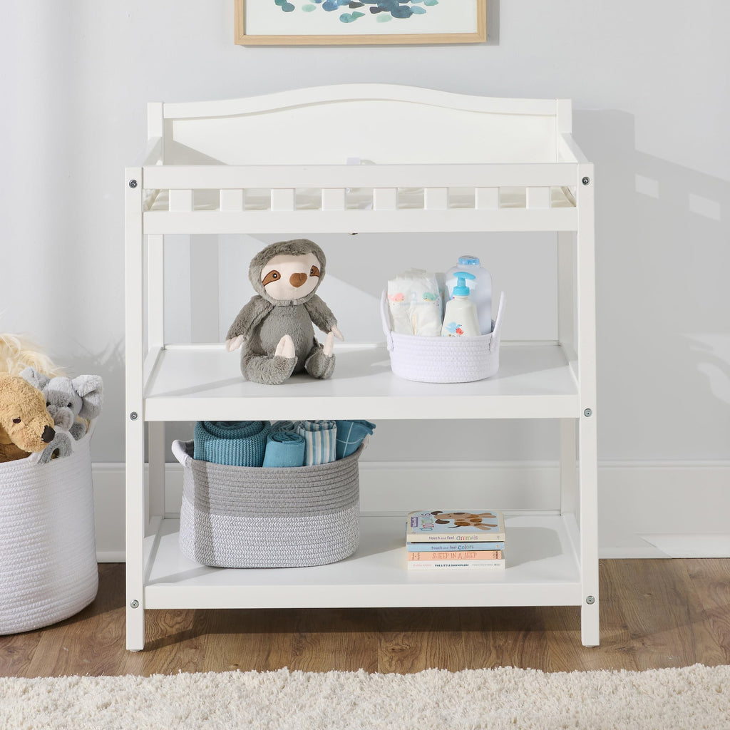 White Baby Changing Table with Pad & Storage Shelves A19987