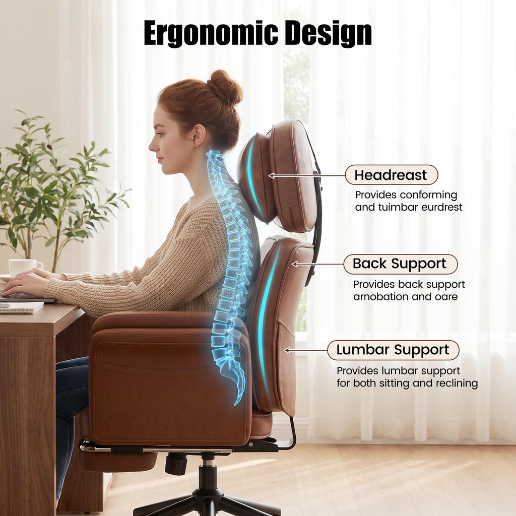 Brown Criss Cross Office Chair with Flip-Up Armrests and Headrest W89583