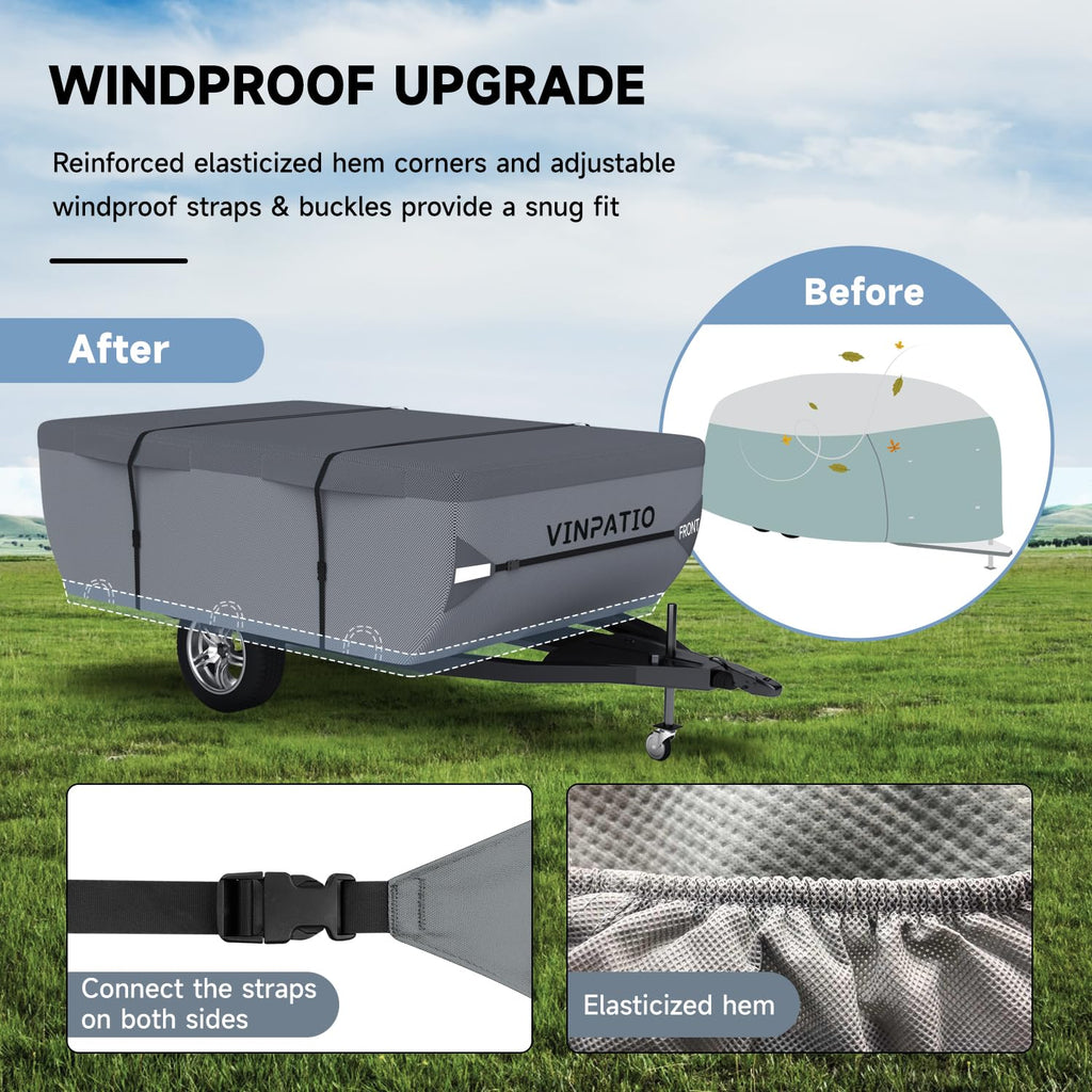 Waterproof Anti-UV Pop Up Camper Cover Fits 14'-16' Trailers L355938