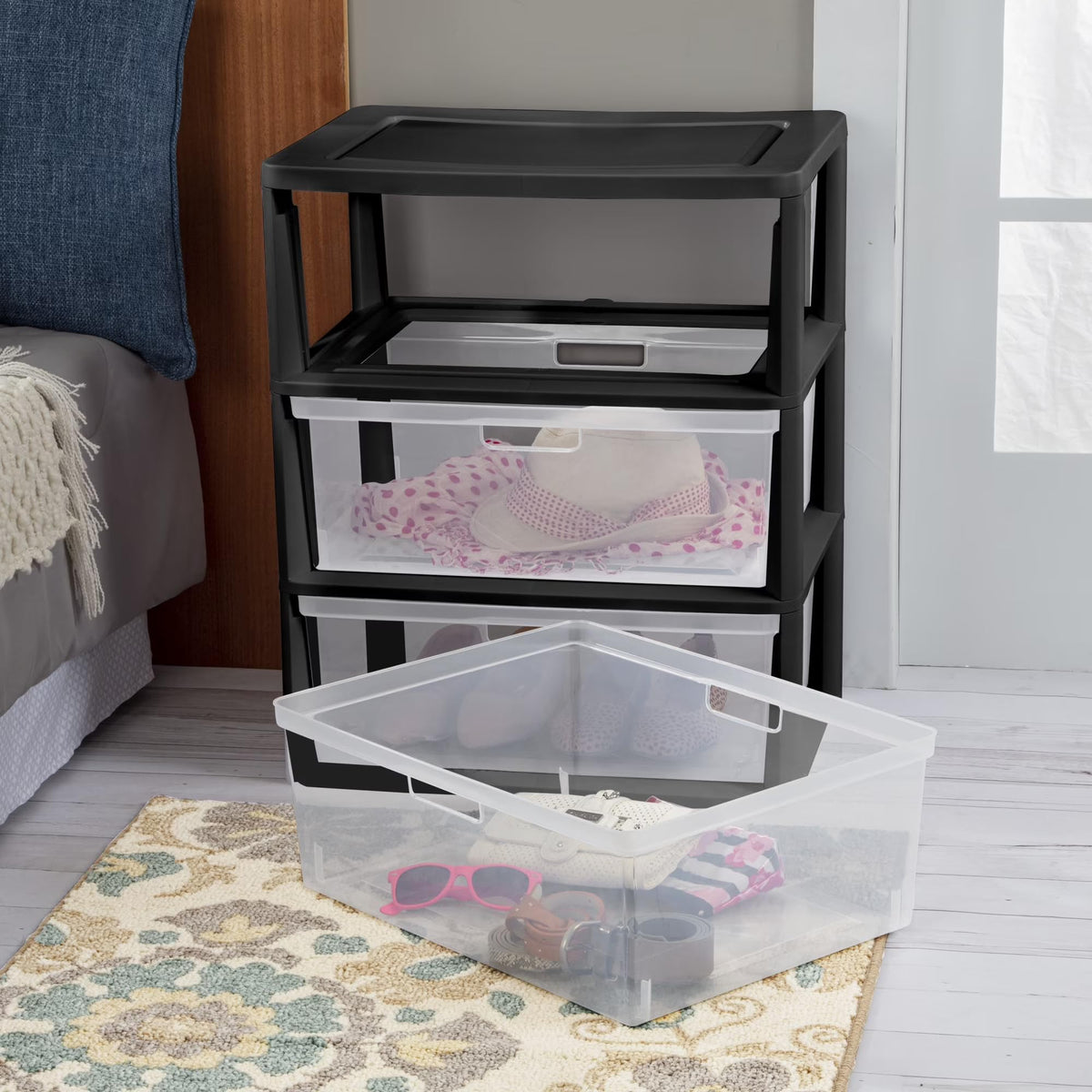 3 Drawer Clear Plastic Storage Cart B251