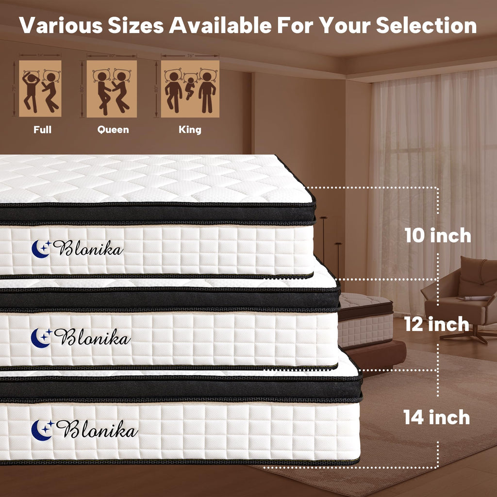 Full Size 12 Inch Memory Foam Pocket Spring Medium Firm Mattress B9801