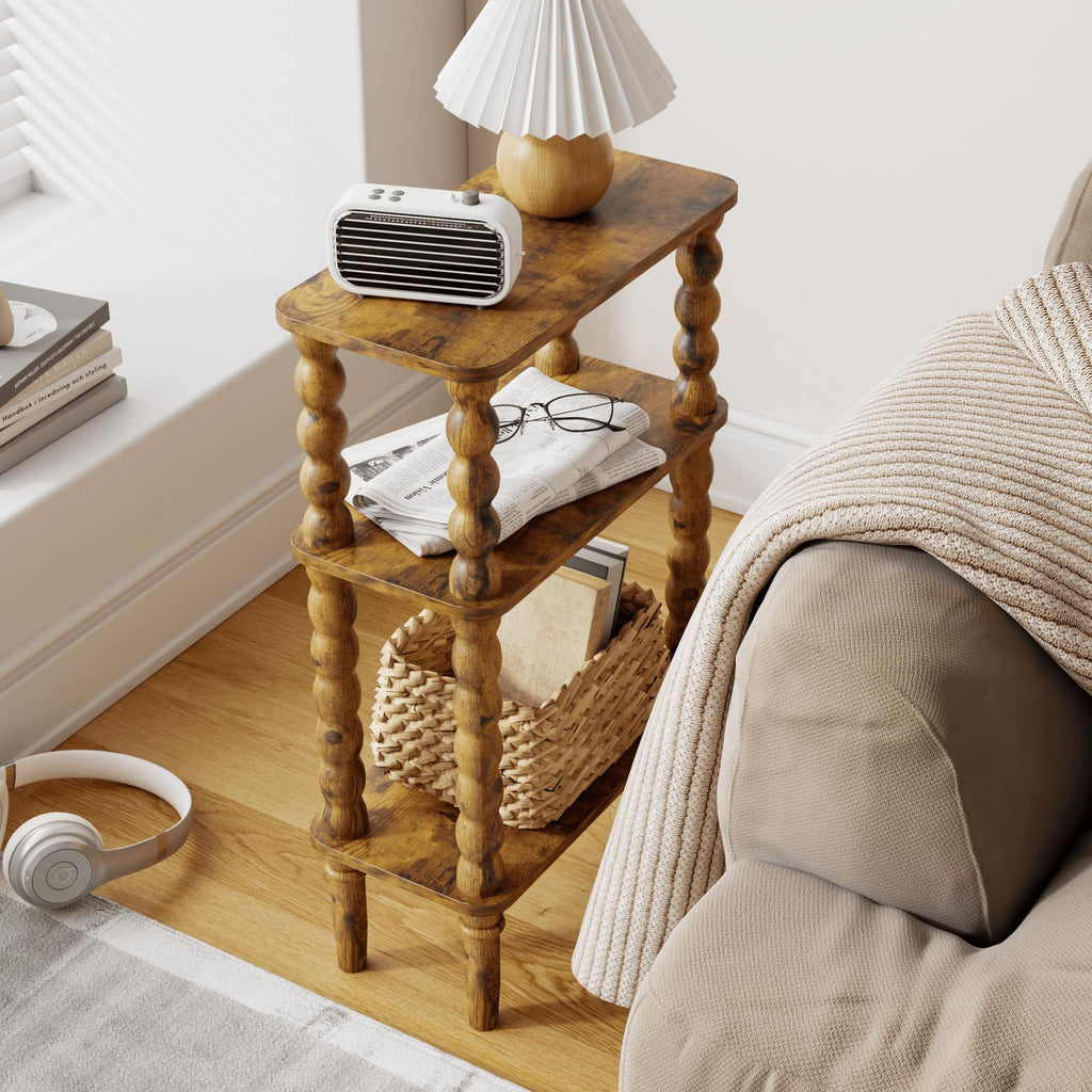 Side Table with Storage Shelf, 3-Tier Small Coffee Table J62838