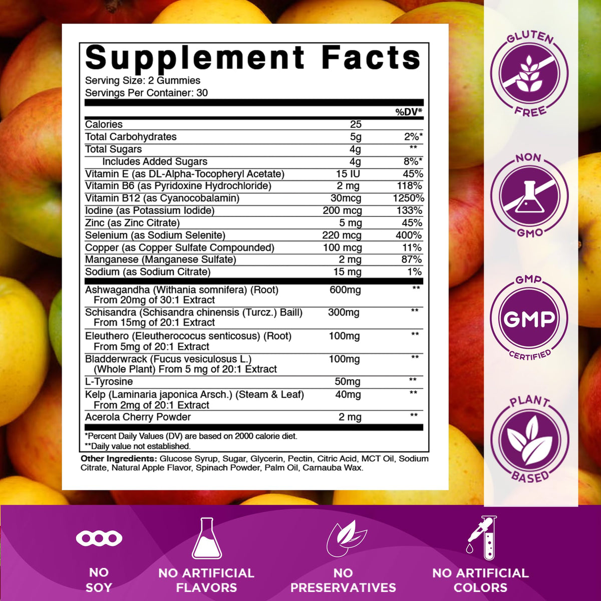 Thyroid Gummies with Iodine & Kelp, 60 Gummies Z63335
