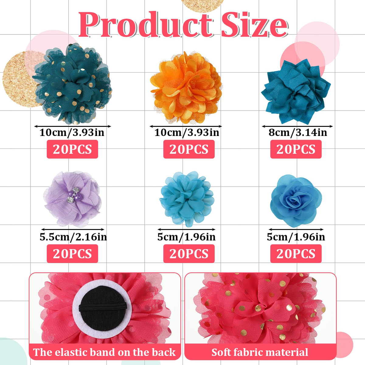 Multi Color Soft Chiffon Dog Collar Flower Bows Z7116