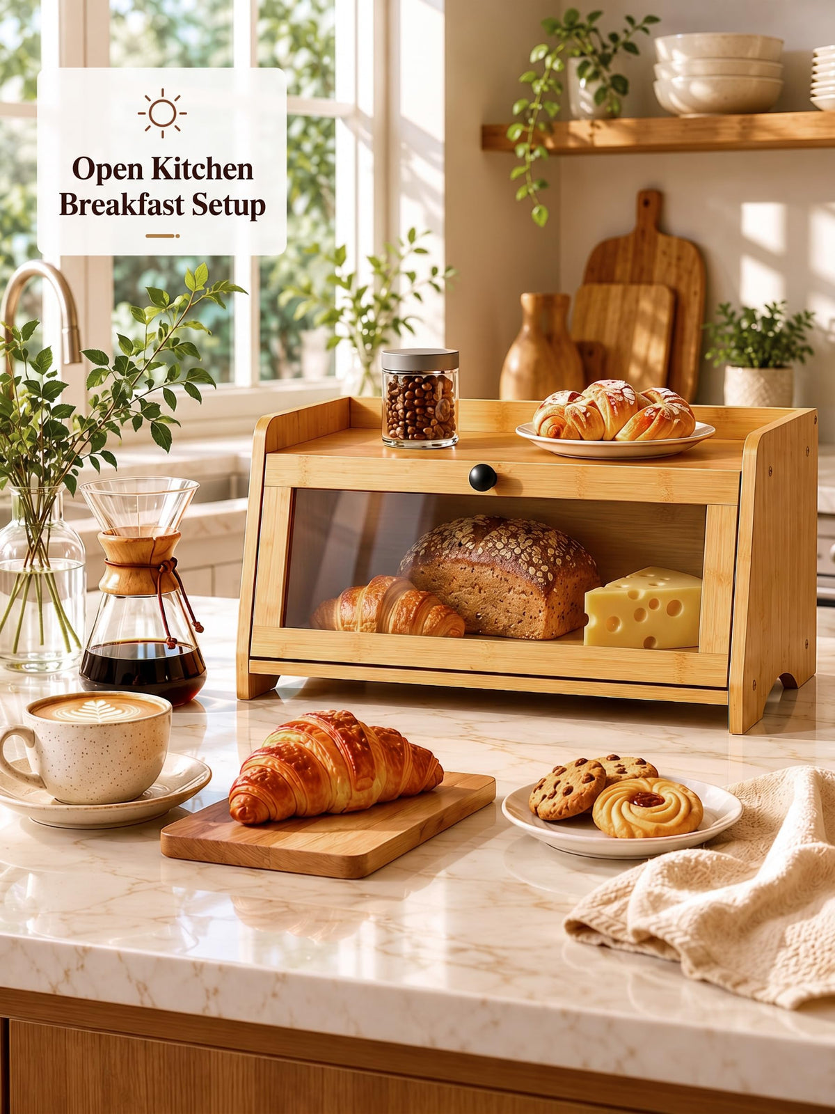 Bread Box with Top Shelf, 1 Tier T323