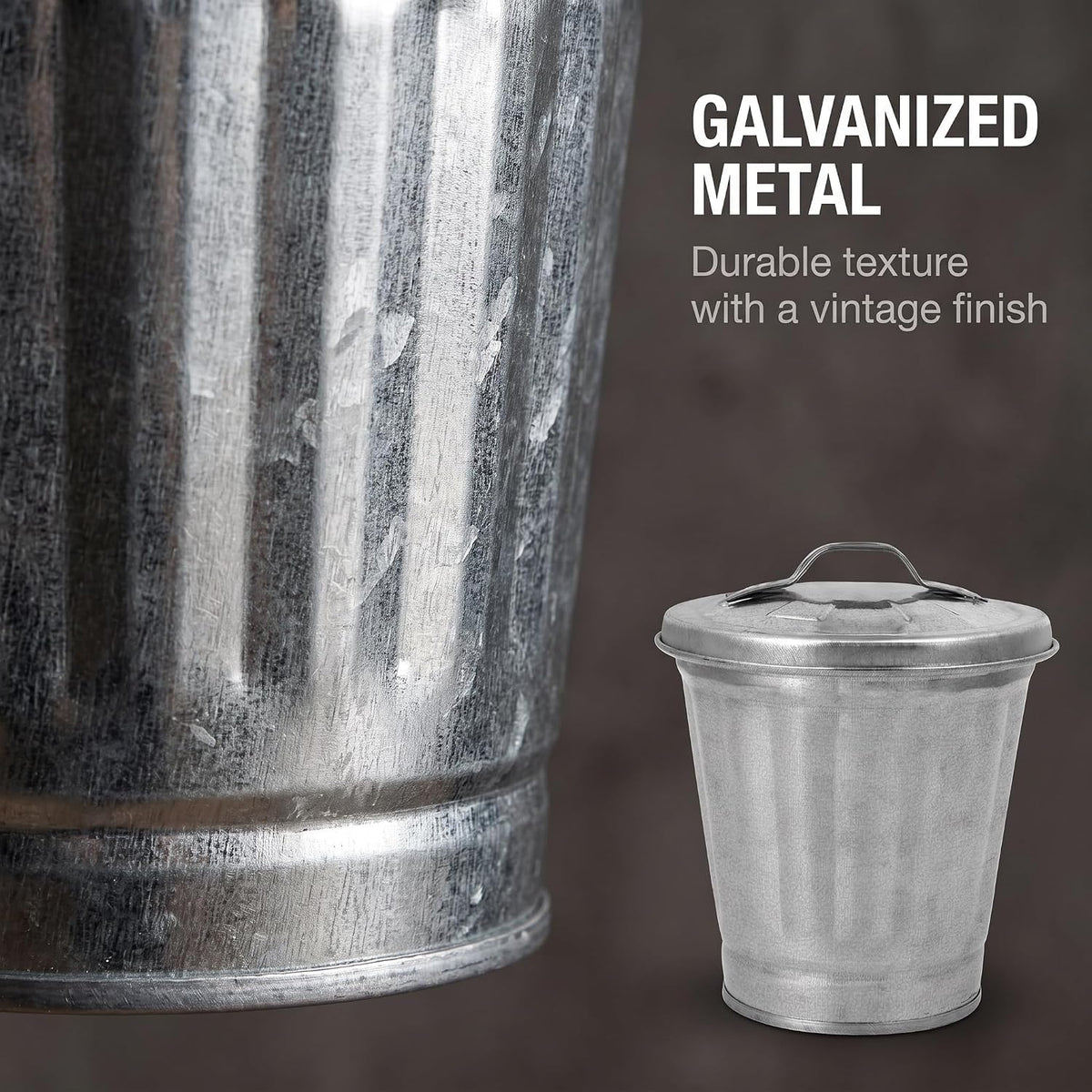 Silver Mini Galvanized Trash Can with Lid Y4951