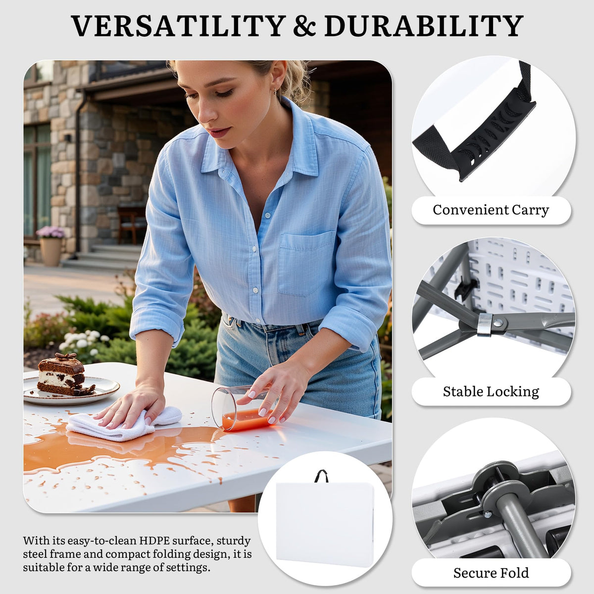 Heavy-Duty 6ft Folding Table with Handle E5681