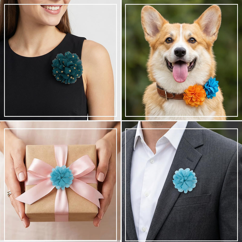 Multi Color Soft Chiffon Dog Collar Flower Bows Z7116