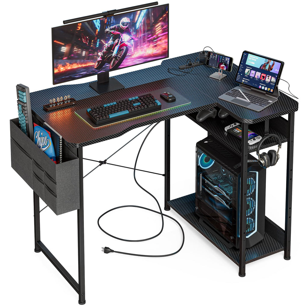 L Shaped Gaming Desk 40 Inch Black Carbon B32076