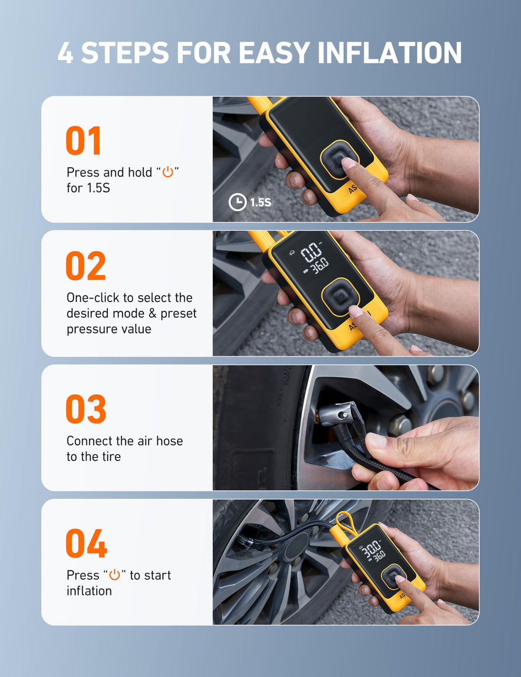 Portable Air Compressor 150PSI Car Bike Pump Y7950