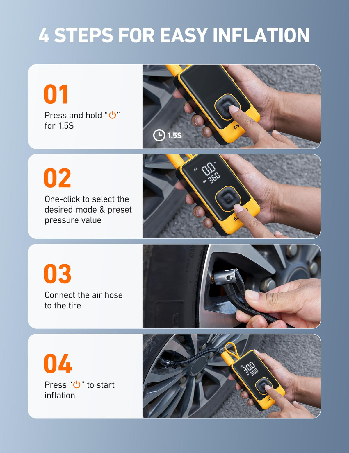 Portable Air Compressor 150PSI Car Bike Pump Y7950