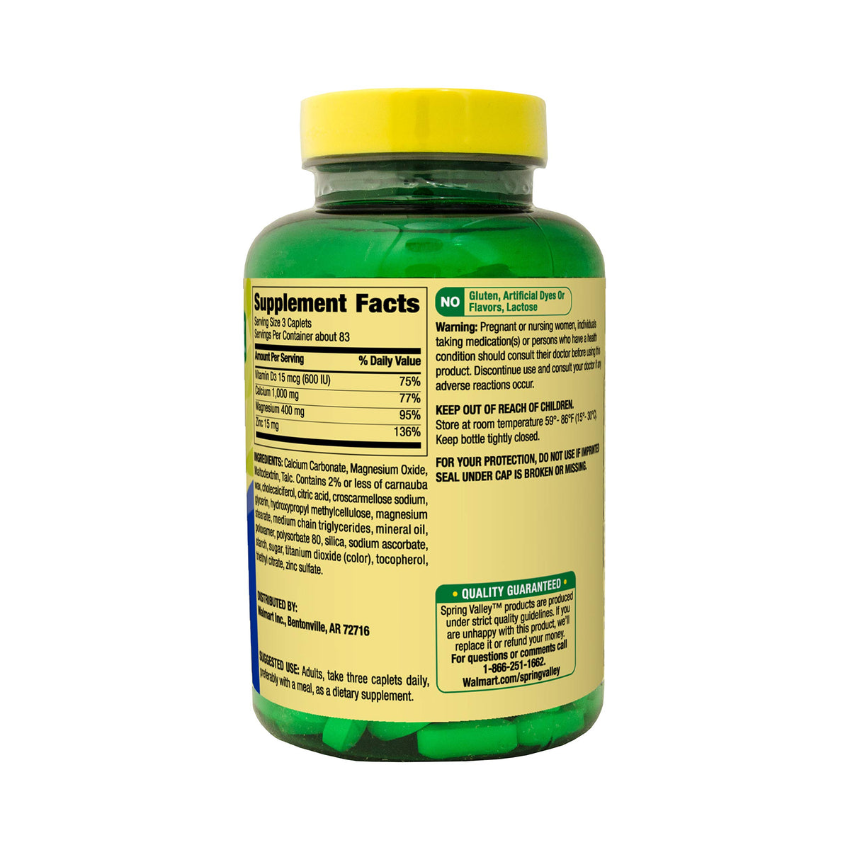 Calcium Magnesium Zinc Plus Vitamin D3 250 Coated Caplets A4526