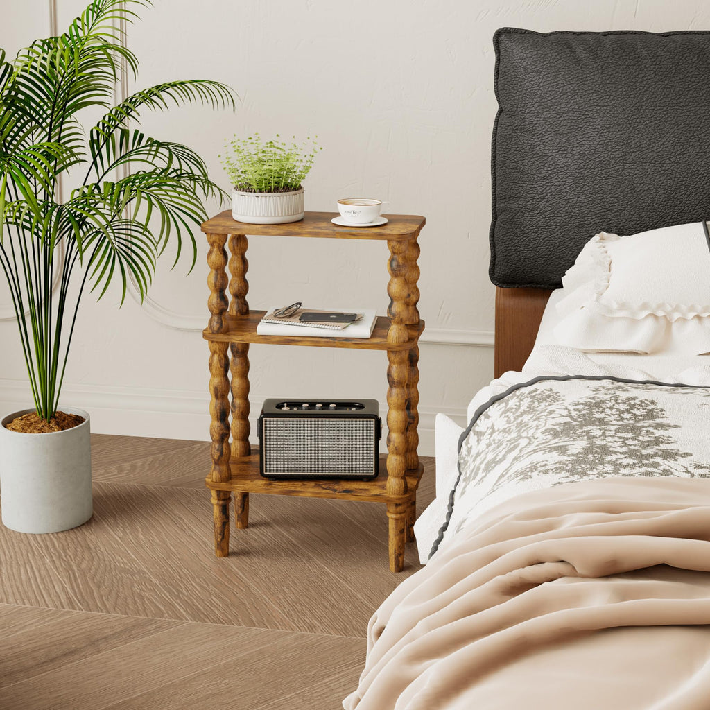 Side Table with Storage Shelf, 3-Tier Small Coffee Table J62838