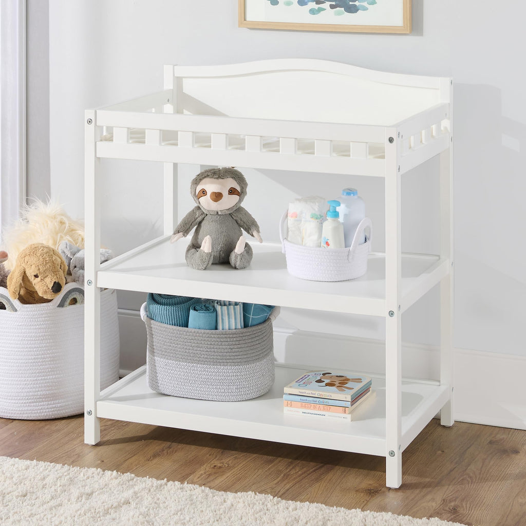 White Baby Changing Table with Pad & Storage Shelves A19987