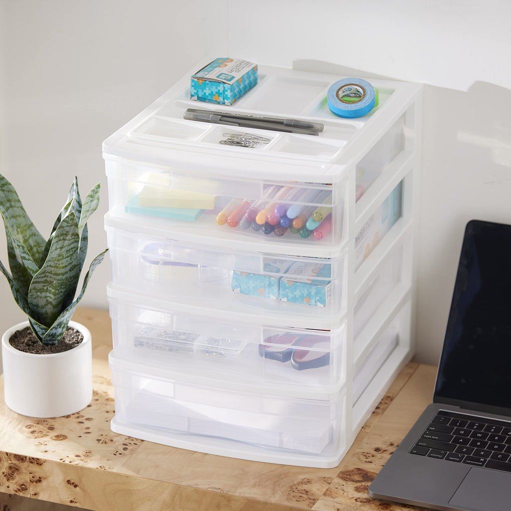 4-Tier White Plastic Drawer Organizer V77706