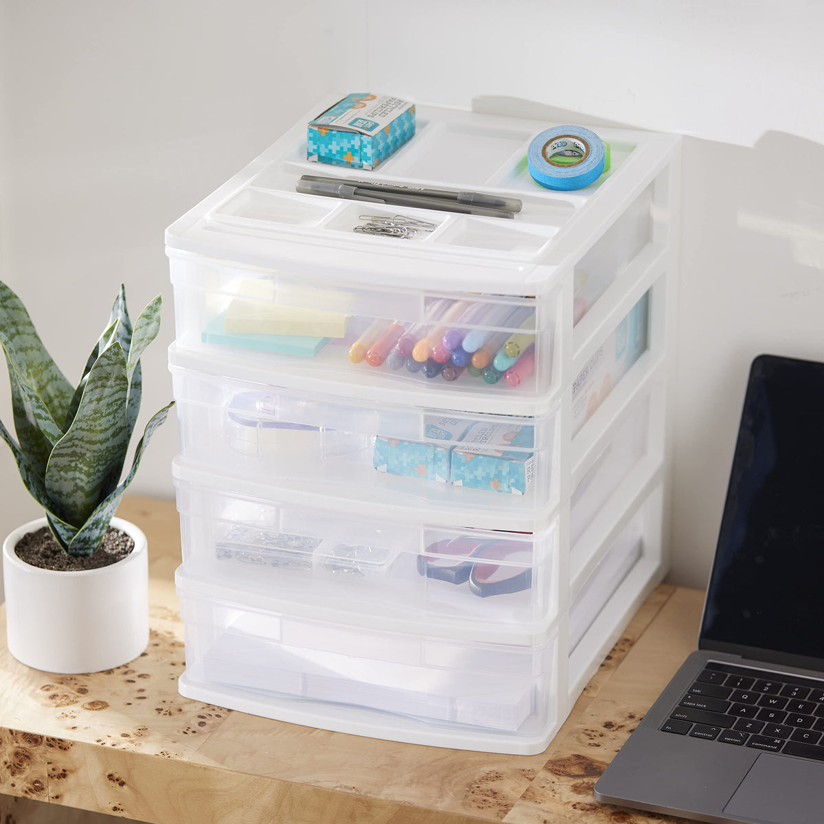 4-Tier White Plastic Drawer Organizer V77706
