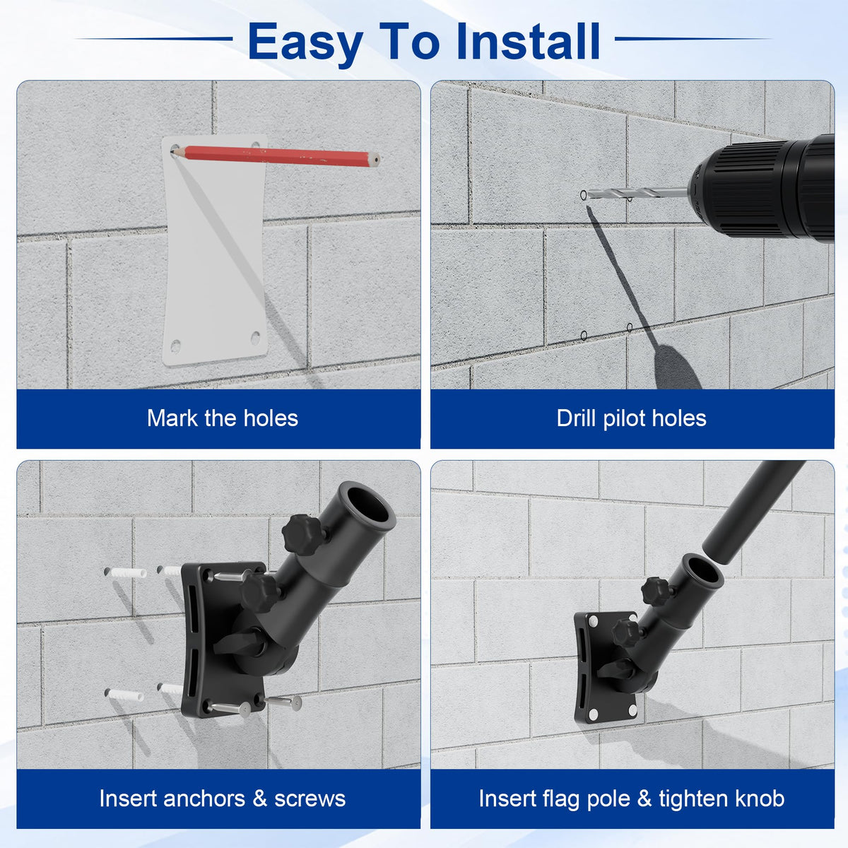 Aluminum Wall and Post Mount Flag Pole Holder V66672