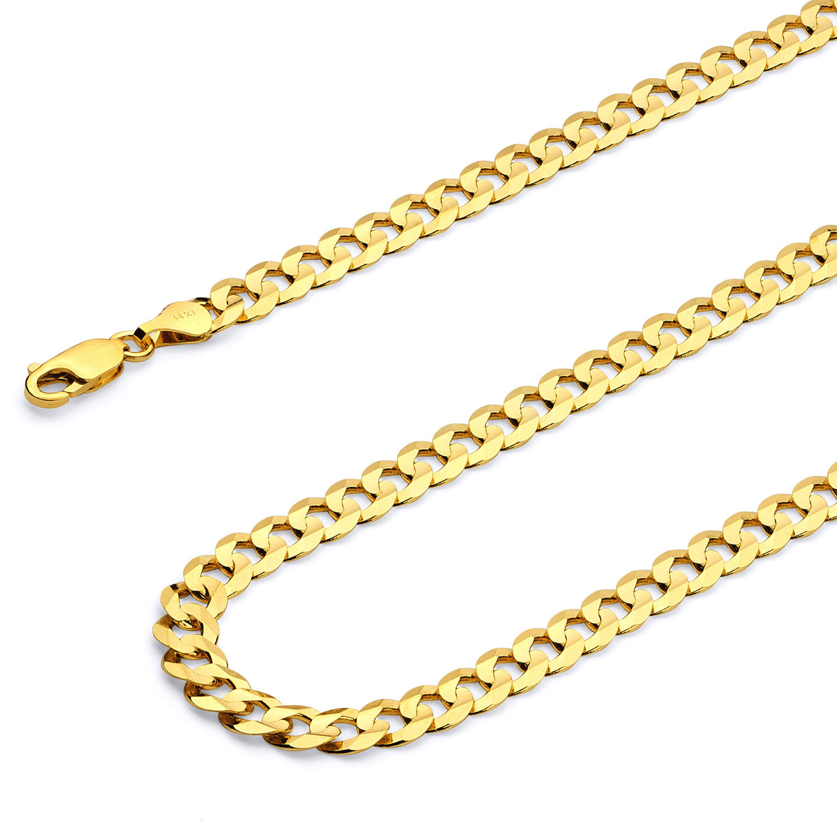 14k Yellow White Two Tone Gold Cuban Concave Curb Chain Necklace Bracelet K698