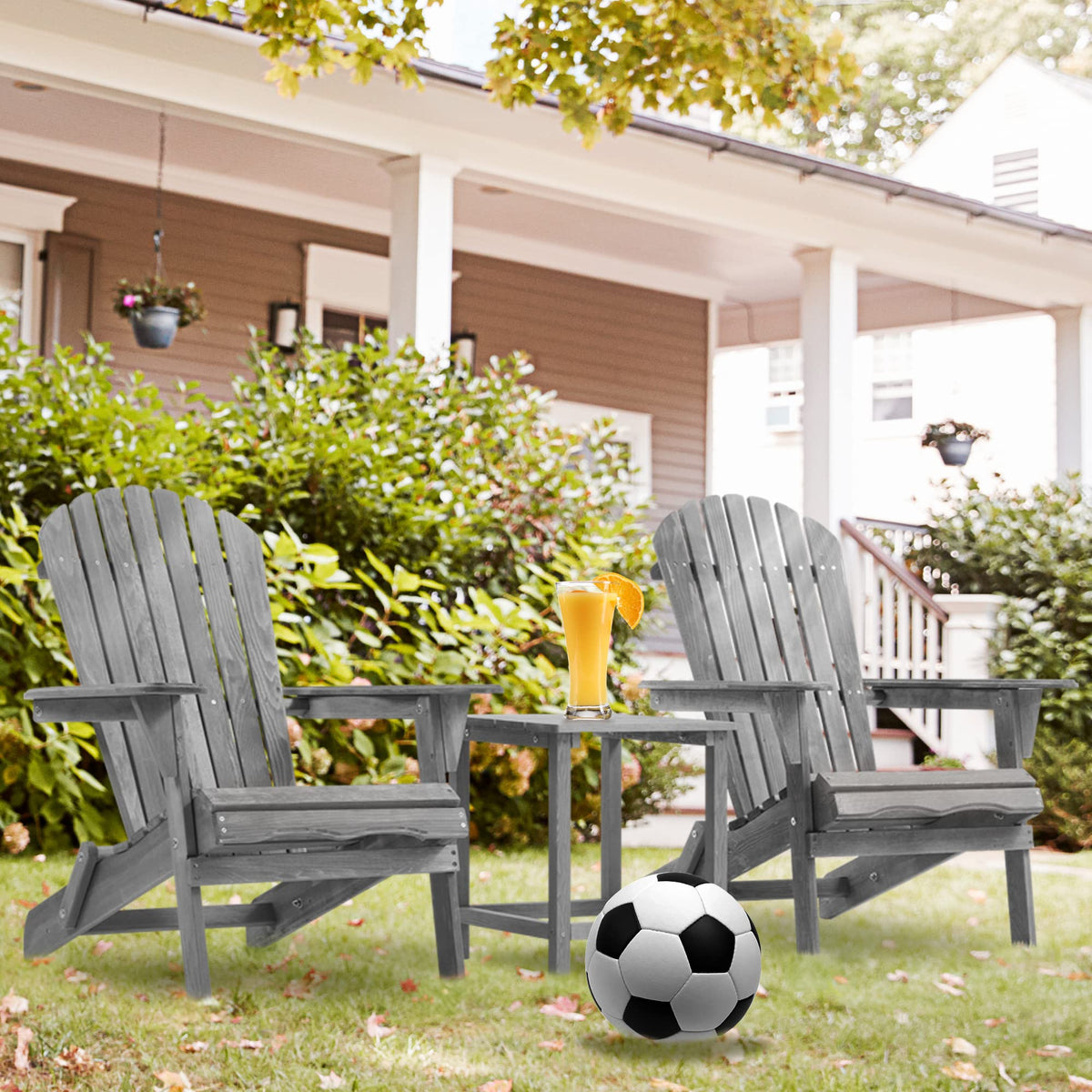 Solid Cedar Wood Adirondack Chairs Set of 2 B22519