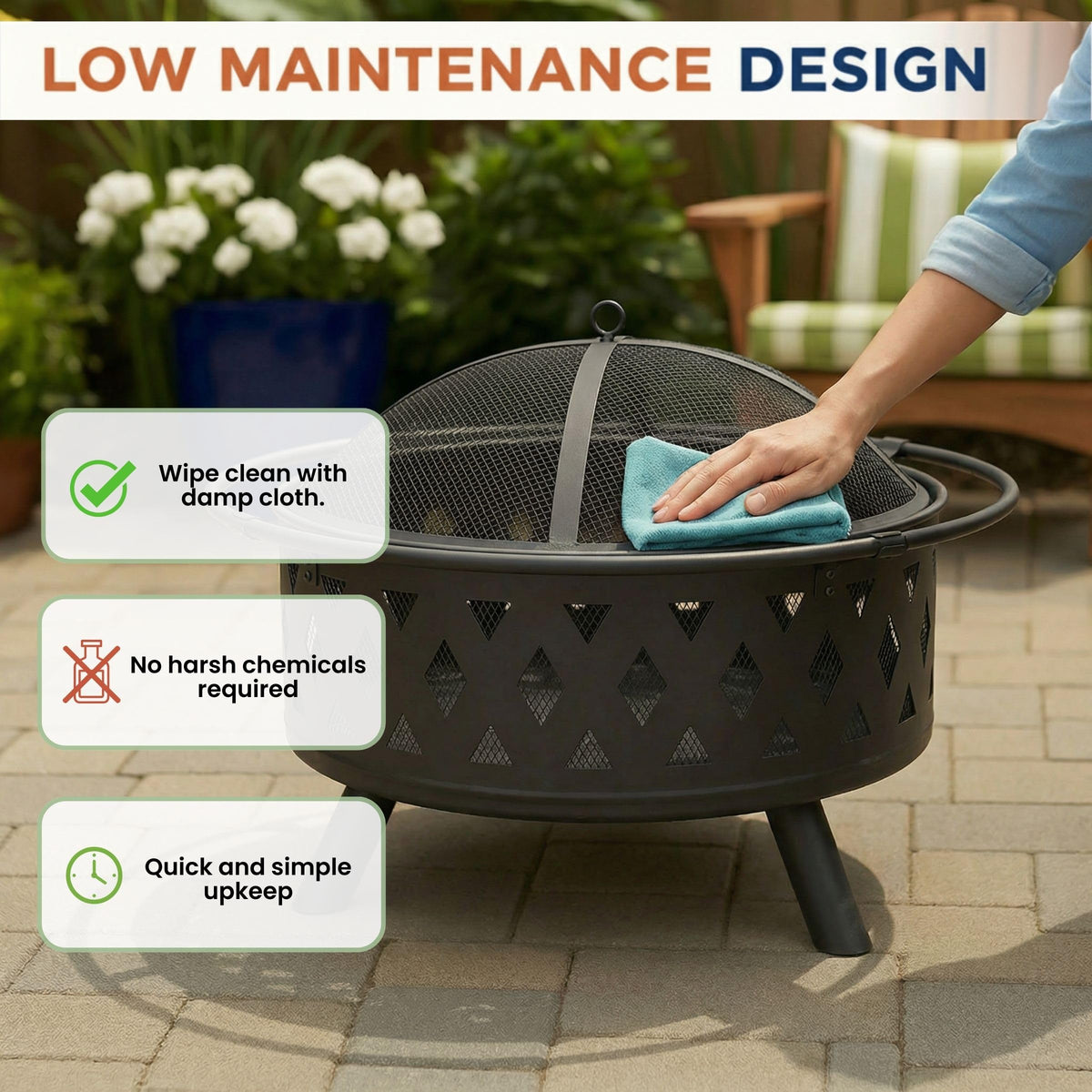 Black 32-Inch Outdoor Fire Pit L30658