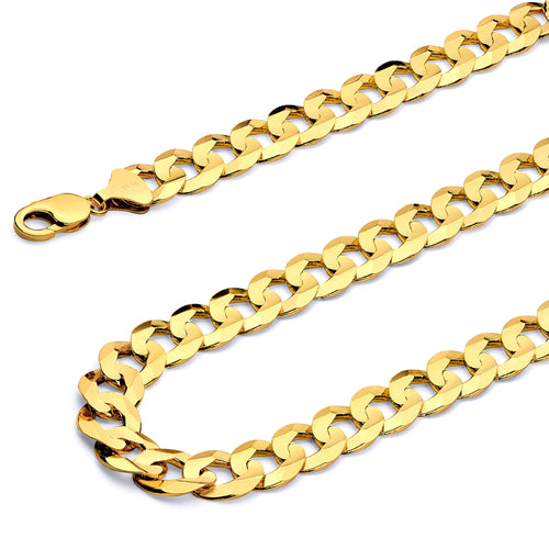 14k Yellow White Two Tone Gold Cuban Concave Curb Chain Necklace Bracelet K698