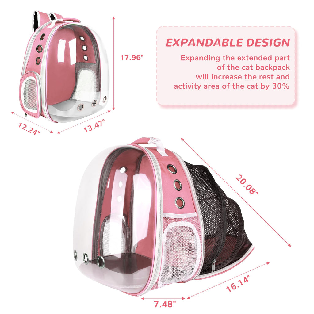 Expandable Pet Backpack Carrier for Under 15 lbs (Pink) B748505