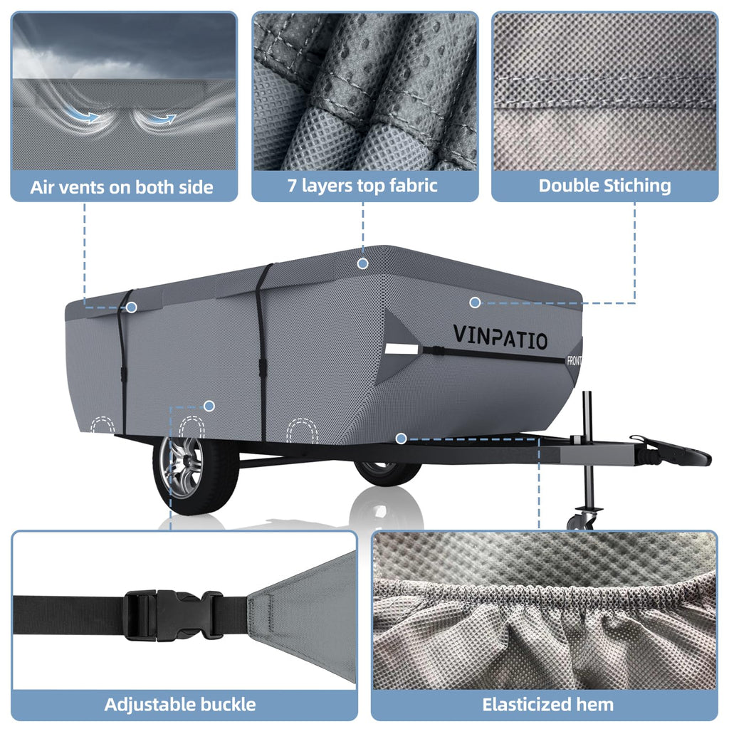 Waterproof Anti-UV Pop Up Camper Cover Fits 14'-16' Trailers L355938